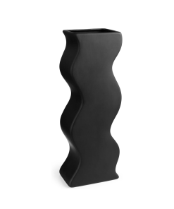 Modern Geometric Wave Vase (Black)